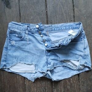 American Eagle Outfitters Light Blue Distressed Jean Shorts